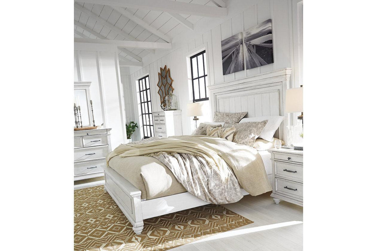 Kanwyn Whitewash California King Panel Bed by Ashley at Eve Furniture
