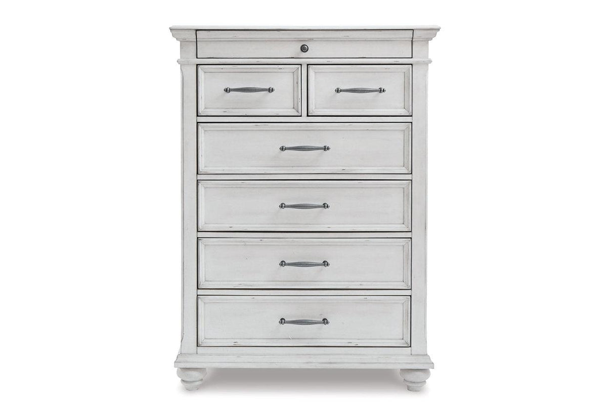 Kanwyn Whitewash Chest of Drawers by Ashley at Eve Furniture