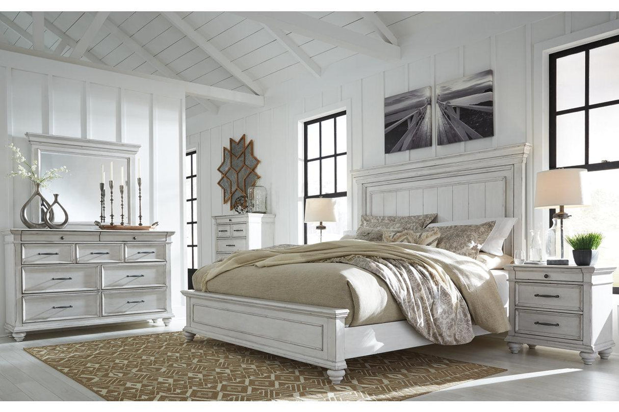 Kanwyn Whitewash King Panel Bed by Ashley at Eve Furniture