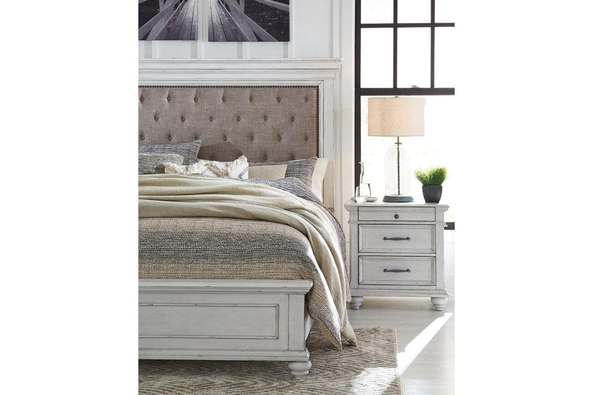 Kanwyn Whitewash Queen Panel Upholstered Bed by Ashley at Eve Furniture