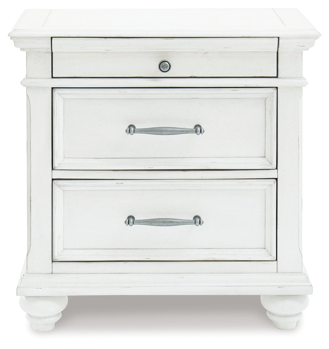 Kanwyn Whitewash Upholstered Panel Bedroom Set by Ashley at Eve Furniture