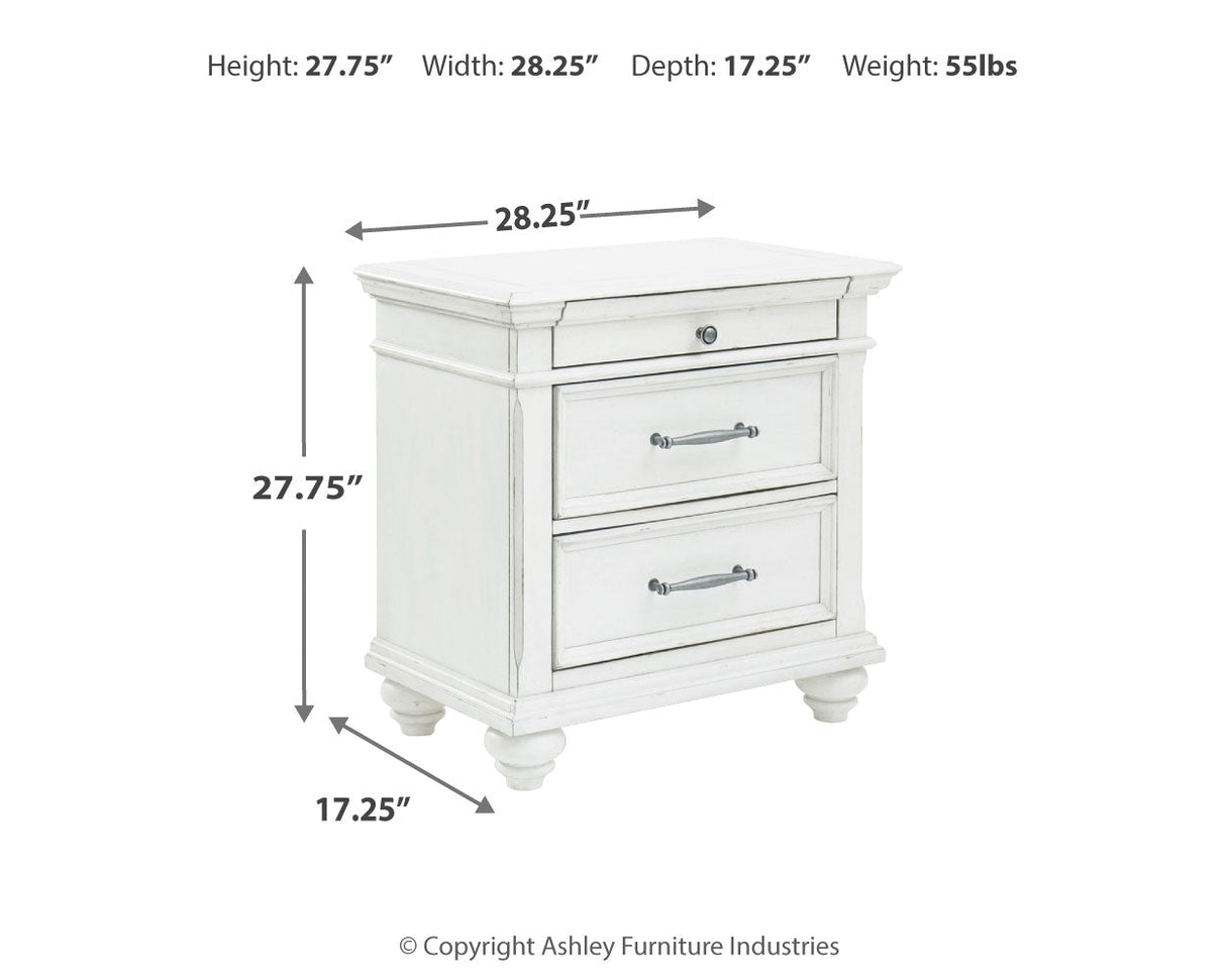 Kanwyn Whitewash Upholstered Panel Bedroom Set by Ashley at Eve Furniture