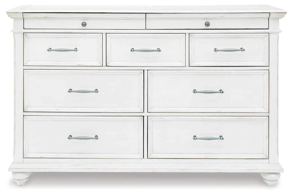 Kanwyn Whitewash Upholstered Panel Bedroom Set by Ashley at Eve Furniture