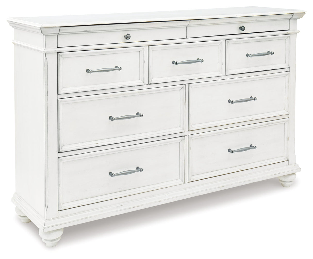 Kanwyn Whitewash Upholstered Panel Bedroom Set by Ashley at Eve Furniture