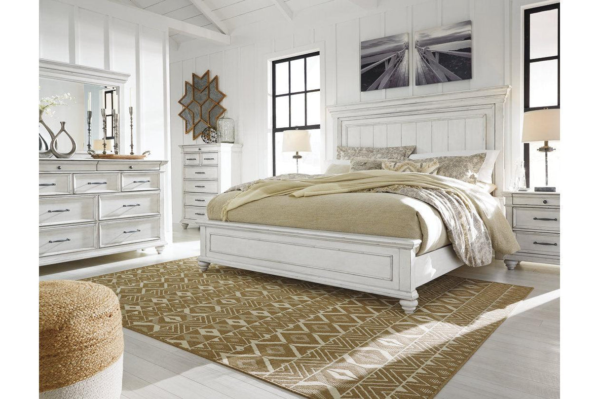Kanwyn Whitewash California King Panel Bed by Ashley at Eve Furniture