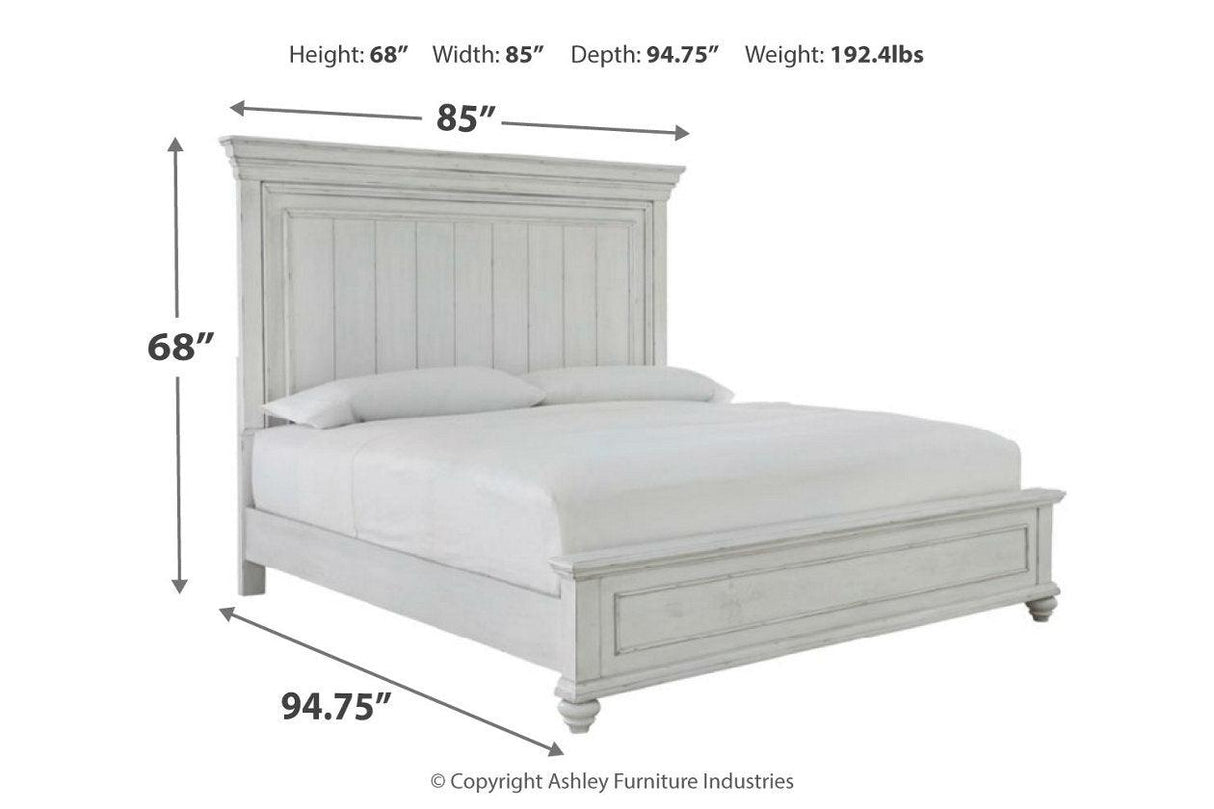 Kanwyn Whitewash California King Panel Bed by Ashley at Eve Furniture