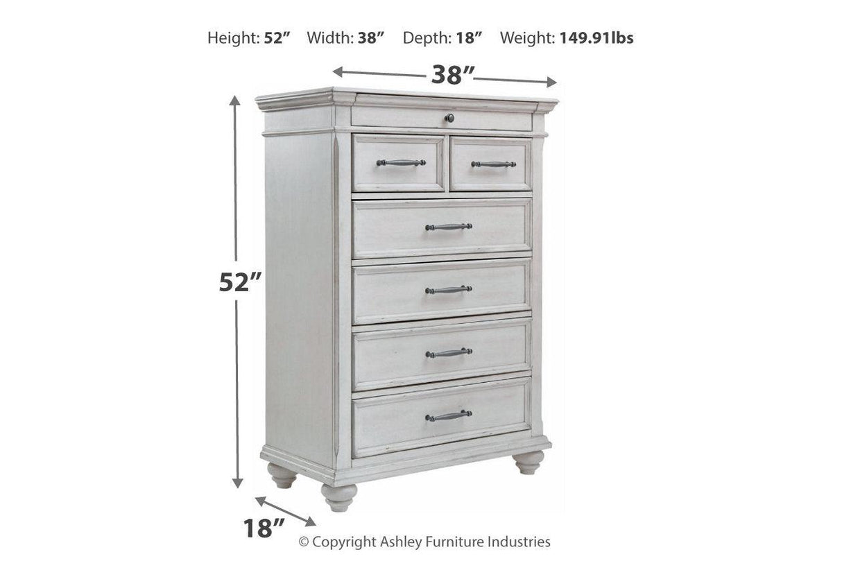 Kanwyn Whitewash Chest of Drawers by Ashley at Eve Furniture