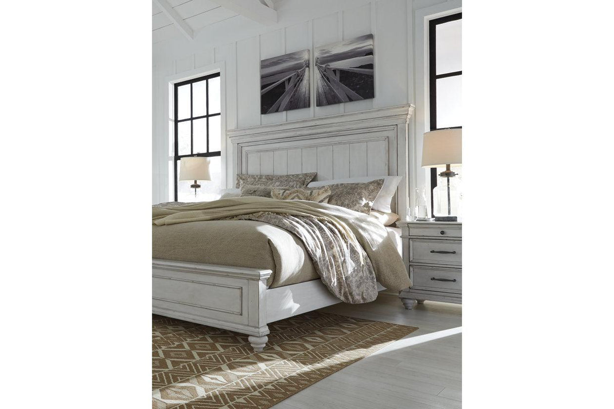 Kanwyn Whitewash King Panel Bed by Ashley at Eve Furniture