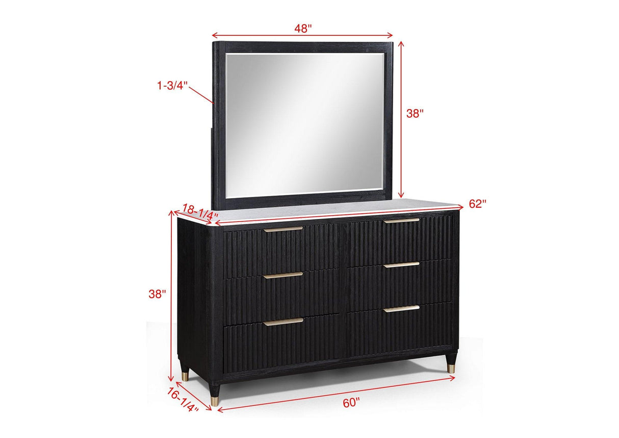 Kara Black Dresser Mirror by Crown Mark at Eve Furniture