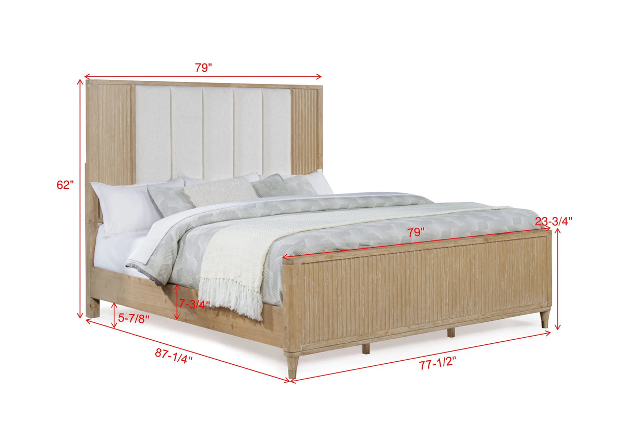 Kara Cerused Natural King Bed by Crown Mark at Eve Furniture