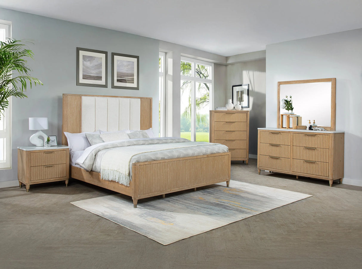 Kara Cerused Natural Queen Bed by Crown Mark at Eve Furniture
