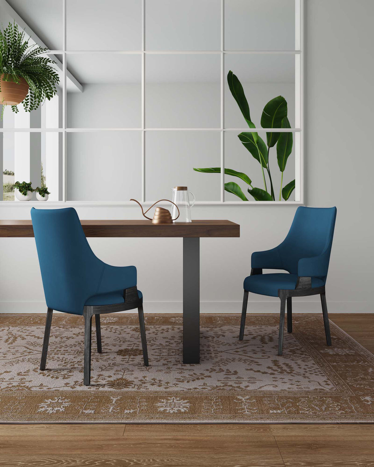 Kara Dining Arm Chair in Blue (set of 2) by Manhattan Comfort at Eve Furniture