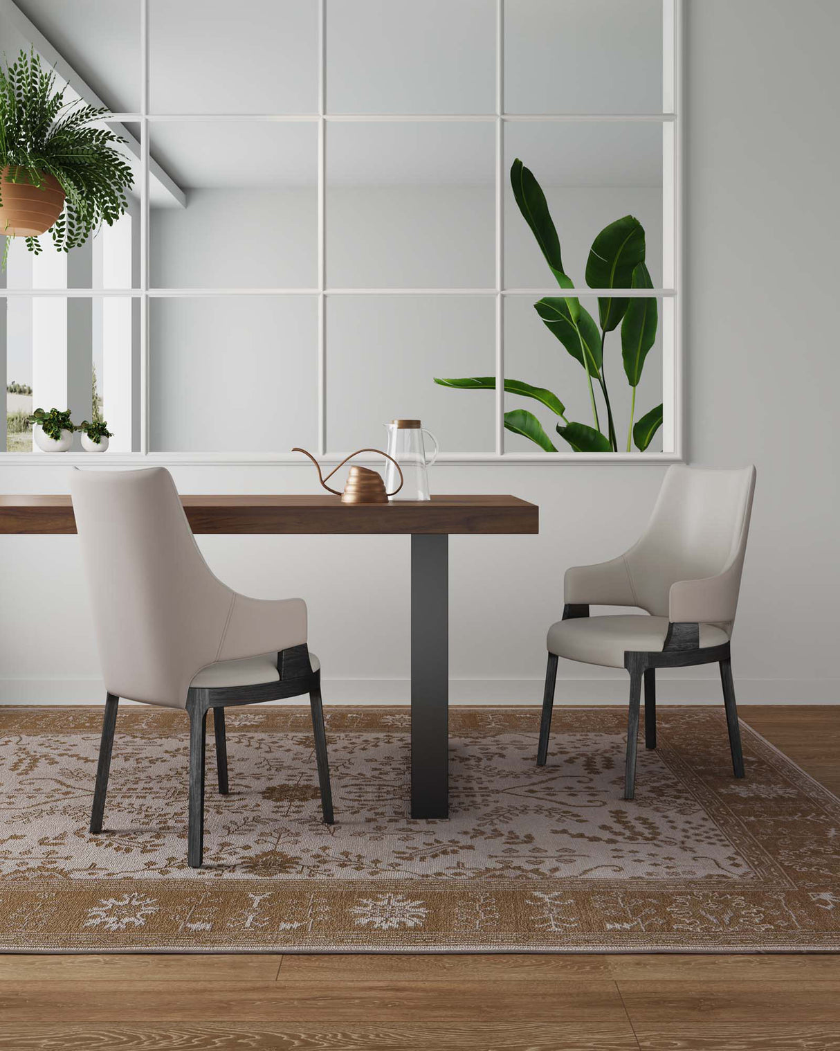 Kara Dining Arm Chair in Light Grey (set of 2) by Manhattan Comfort at Eve Furniture