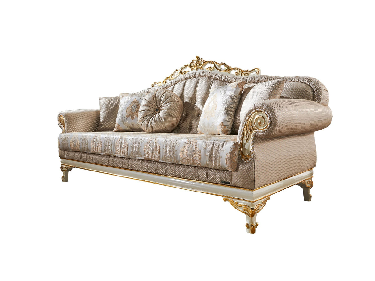 Kardelen Cream 2-Piece Living Room Set (1 Sofa & 1 Loveseat) by Furnia at Eve Furniture