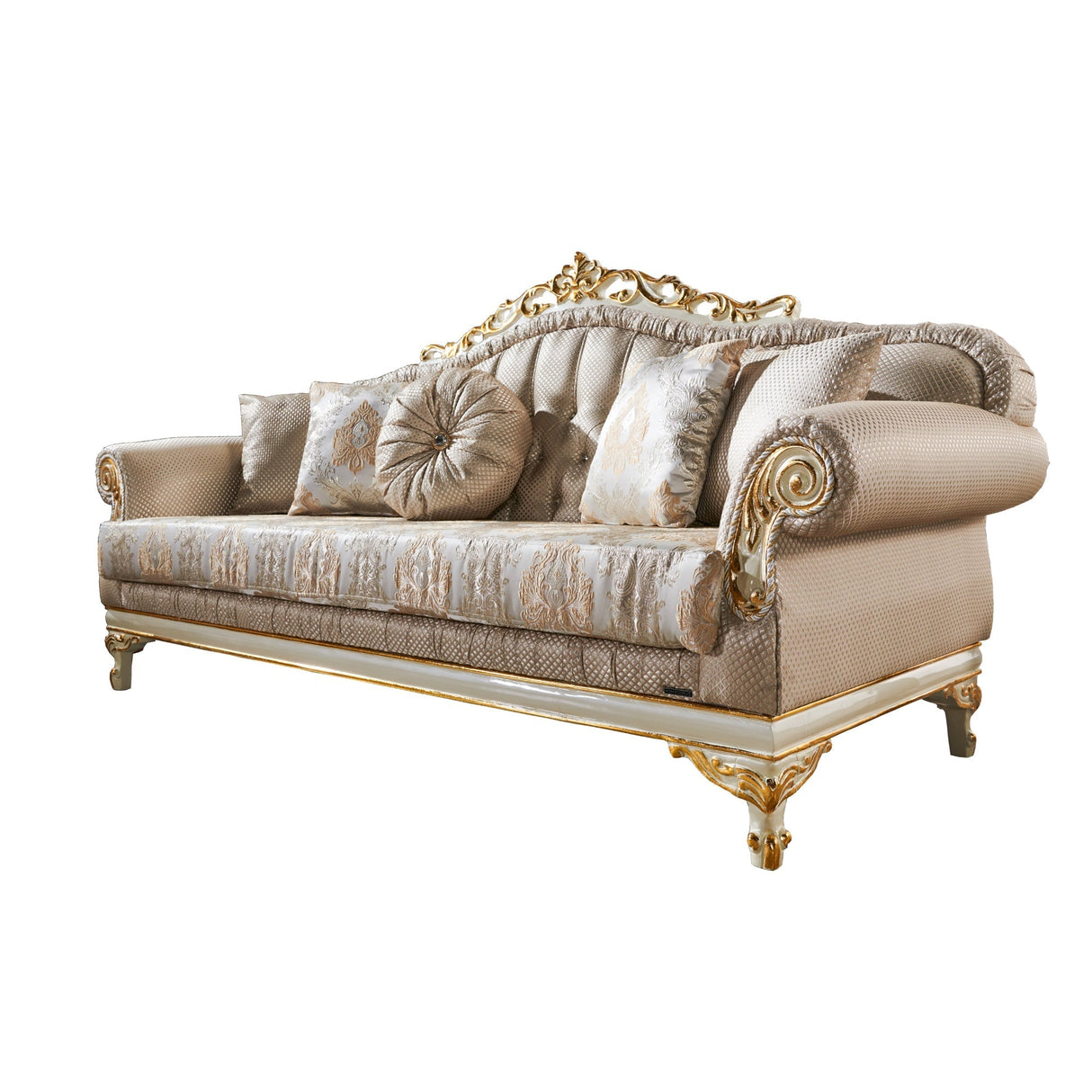 Kardelen Cream 2-Piece Living Room Set (1 Sofa & 1 Loveseat) by Furnia at Eve Furniture