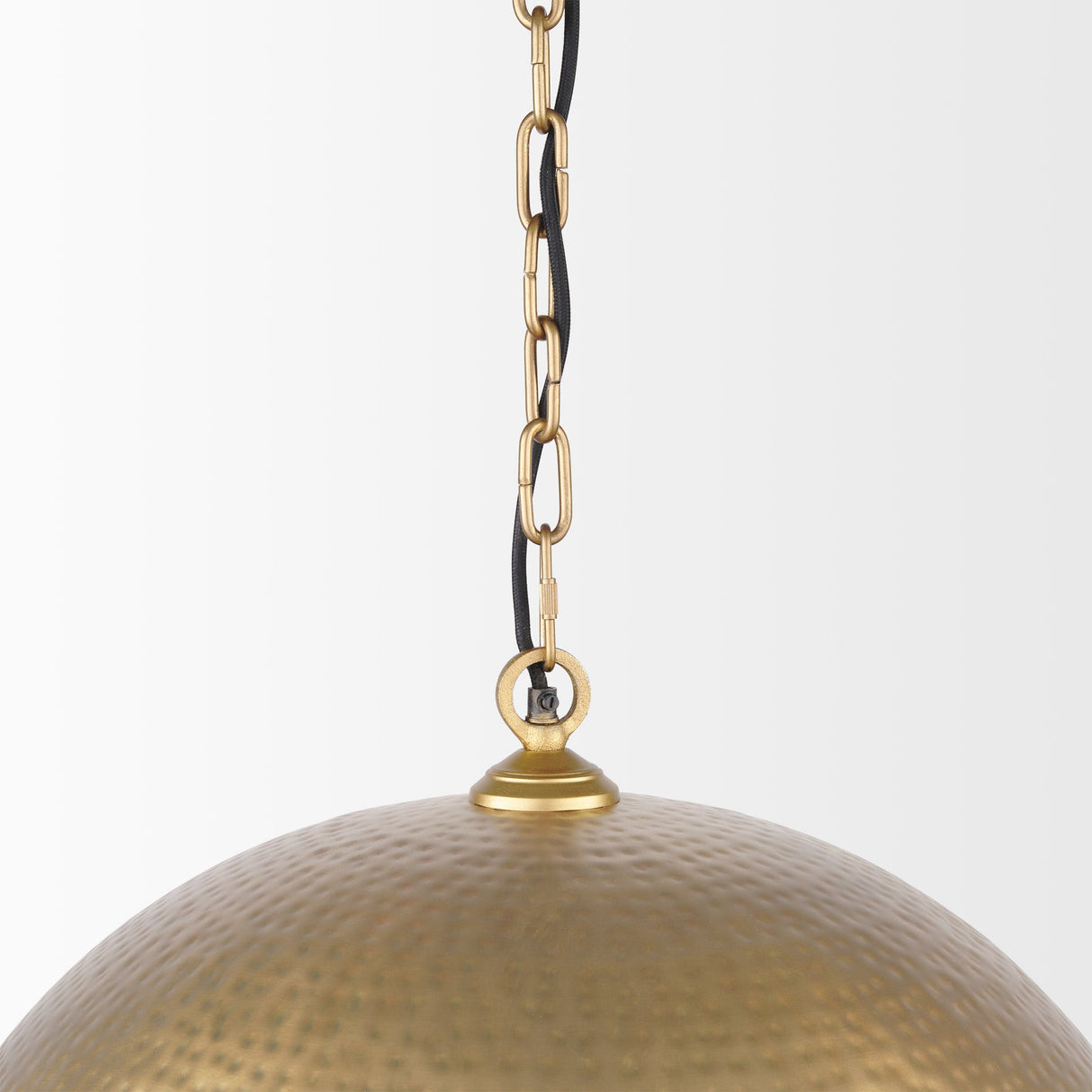 Karina Round Brass-tone Hammered Metal Dome Pendant Light by Mercana at Eve Furniture