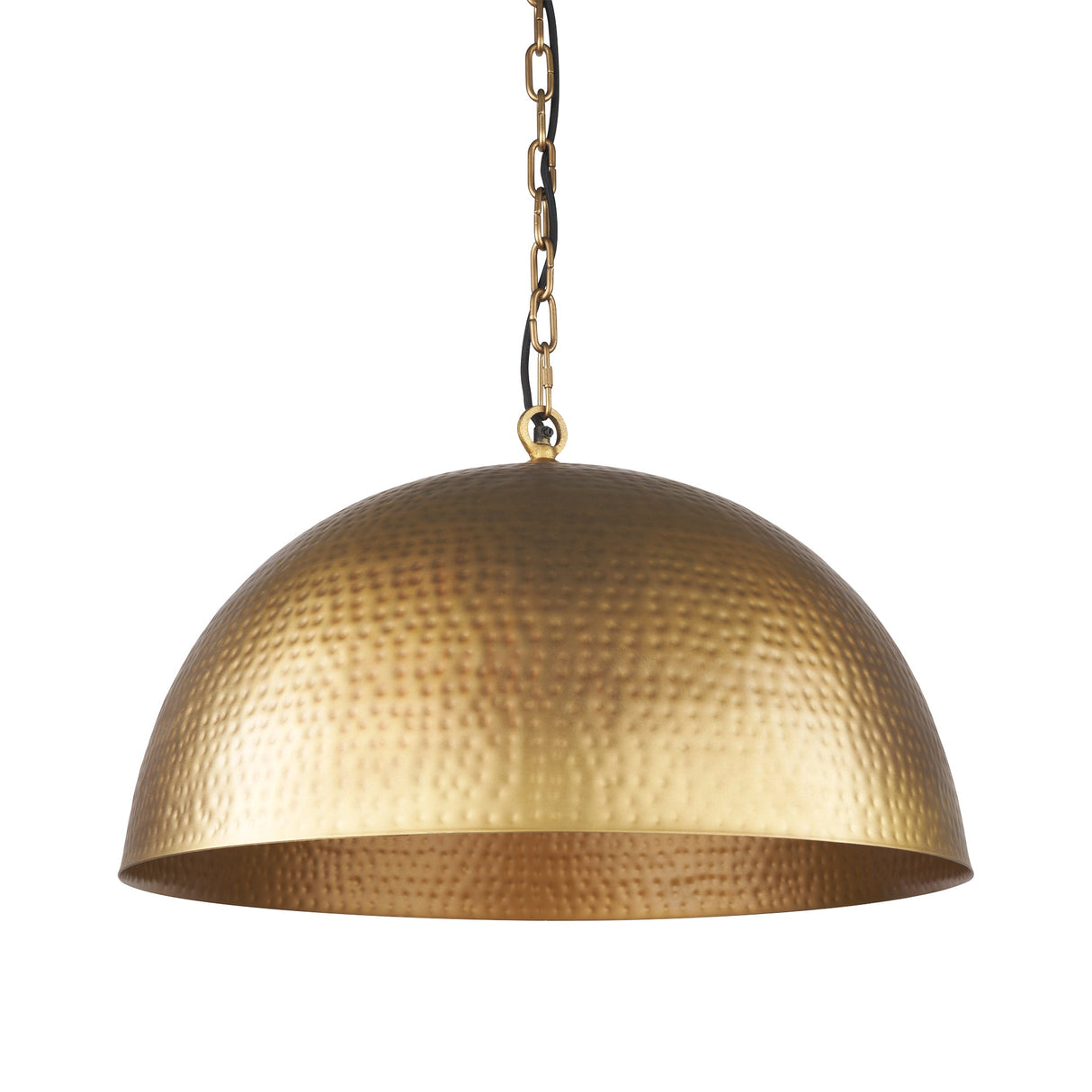 Karina Round Brass-tone Hammered Metal Dome Pendant Light by Mercana at Eve Furniture