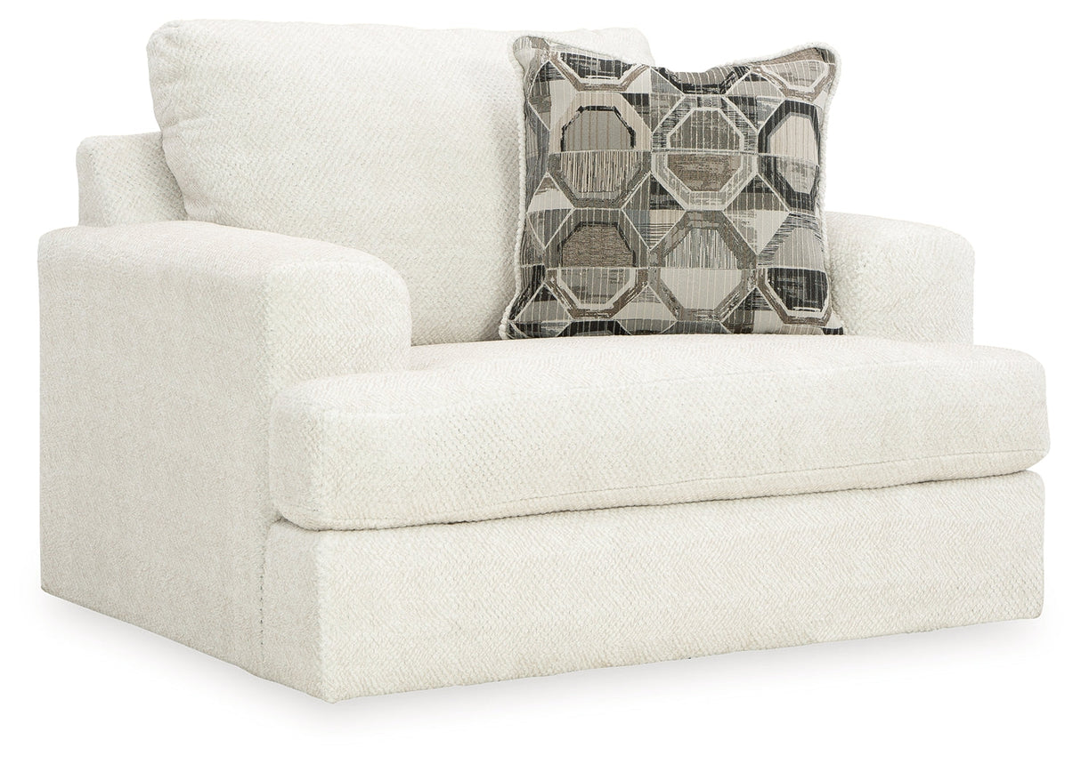 Karinne Linen Chair and Ottoman by Ashley at Eve Furniture