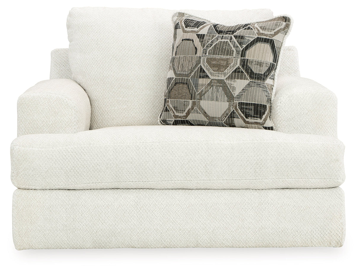 Karinne Linen Chair and Ottoman by Ashley at Eve Furniture
