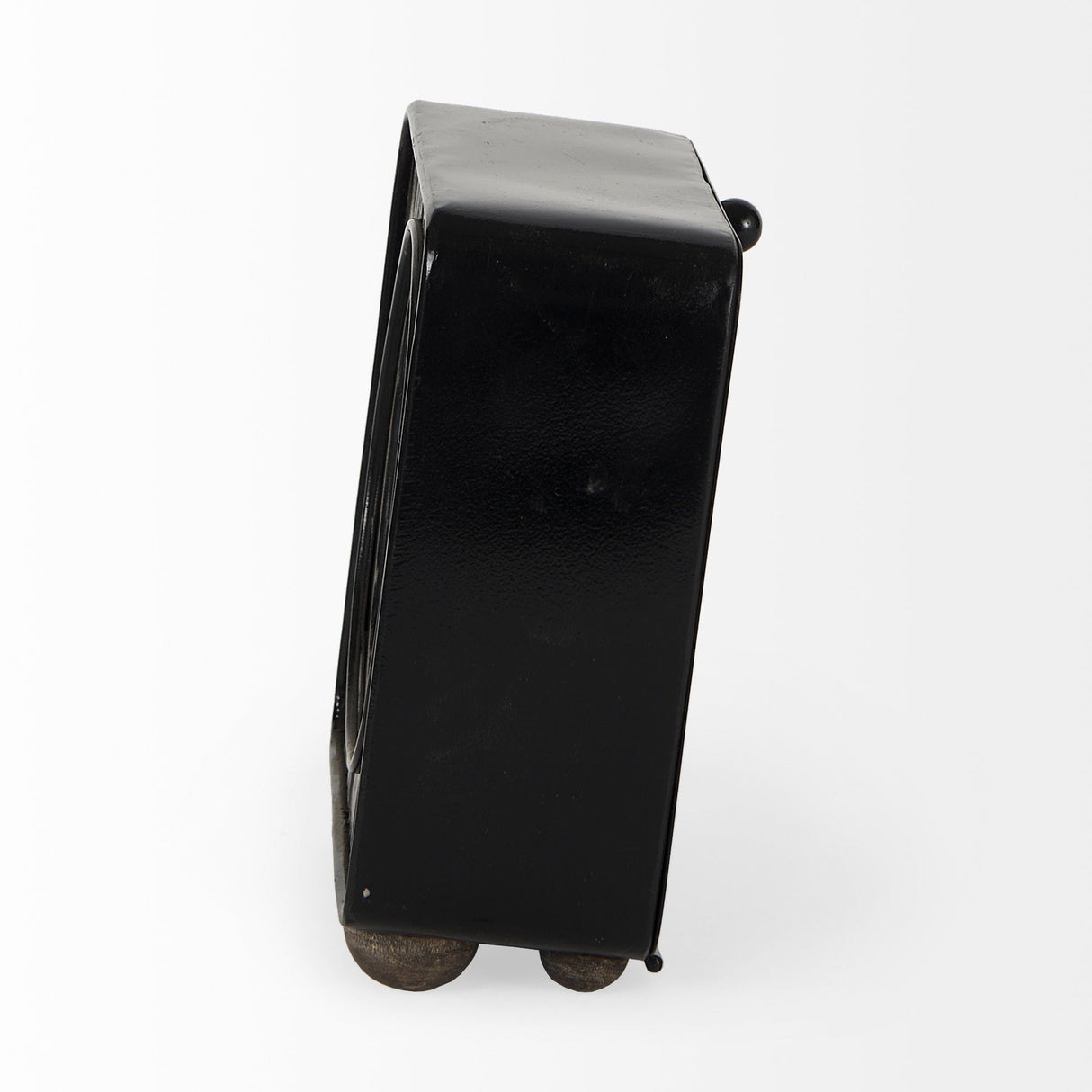 Karl Rustic Black Iron Rounded Square Table Clock by Mercana at Eve Furniture