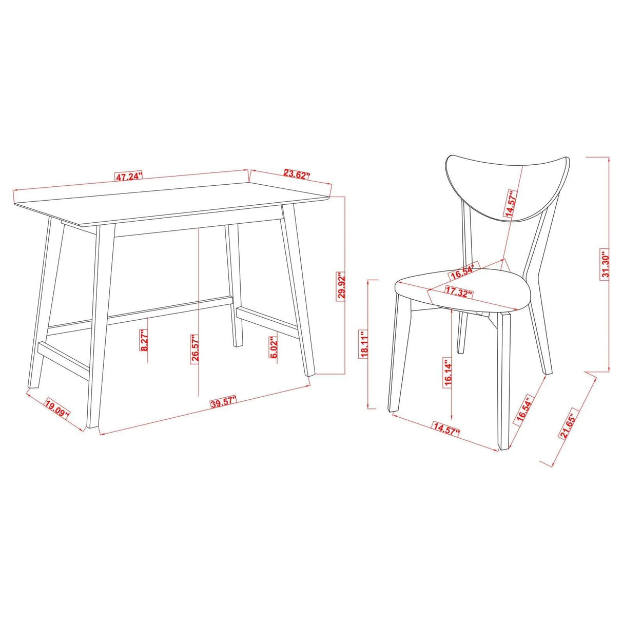 Karri Walnut 2-Piece Writing Desk Set by Coaster at Eve Furniture