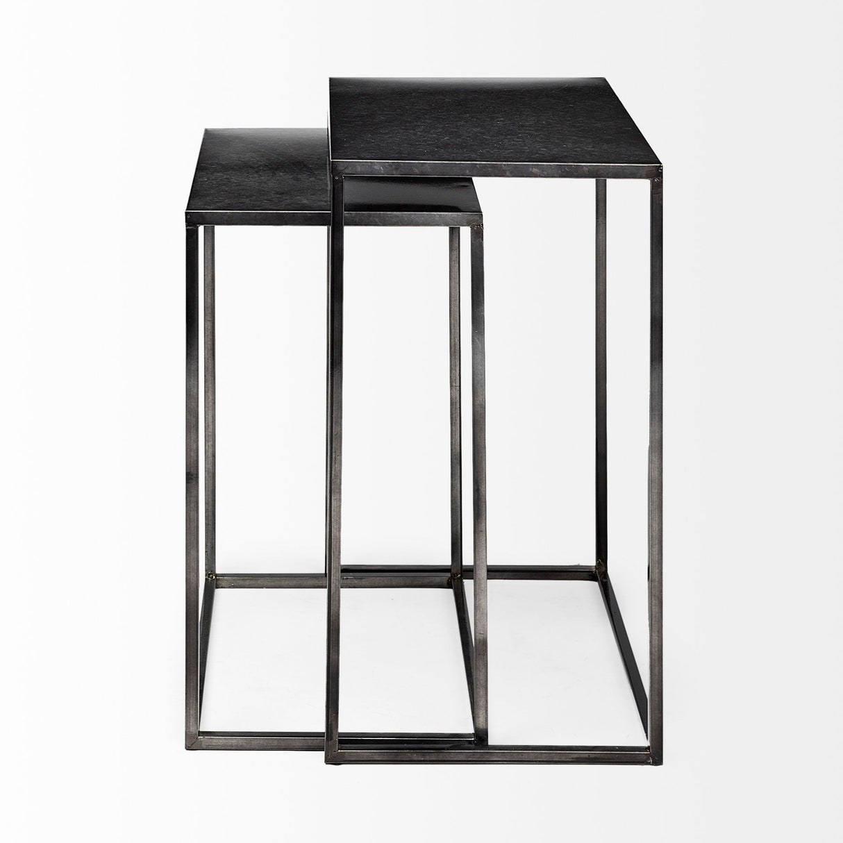 Kasey (Set of 2) 17.7L x 12.6W x 24.4H Galvanized Metal Nesting Accent Tables by Mercana at Eve Furniture