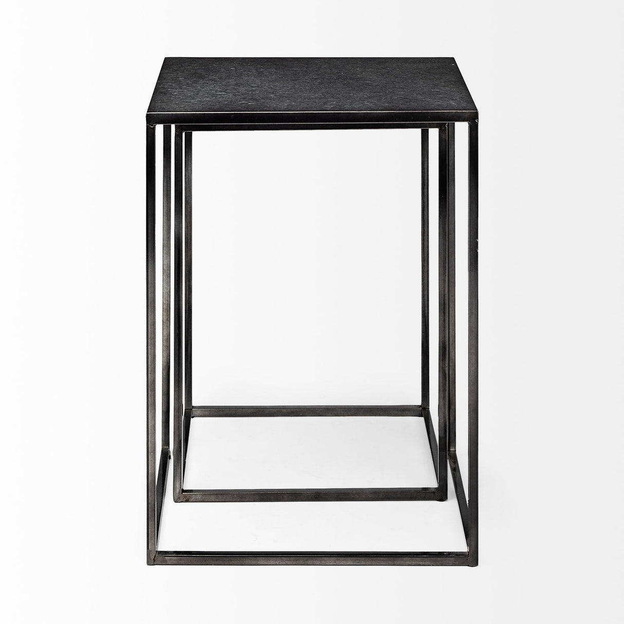 Kasey (Set of 2) 17.7L x 12.6W x 24.4H Galvanized Metal Nesting Accent Tables by Mercana at Eve Furniture