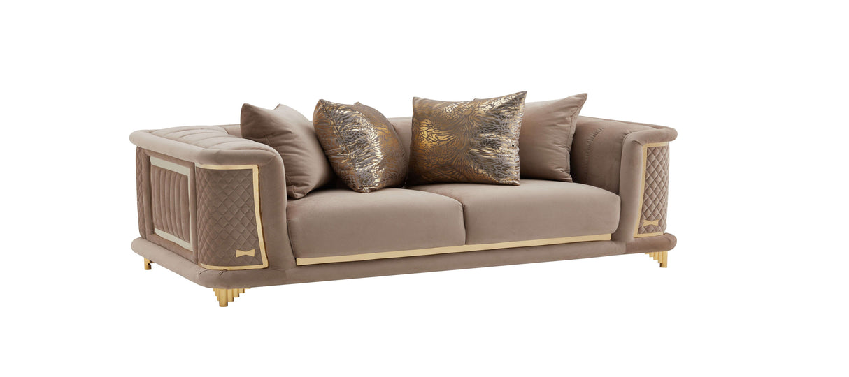 Kate Beige/Brown Living Room Set by Cosmos Furniture at Eve Furniture