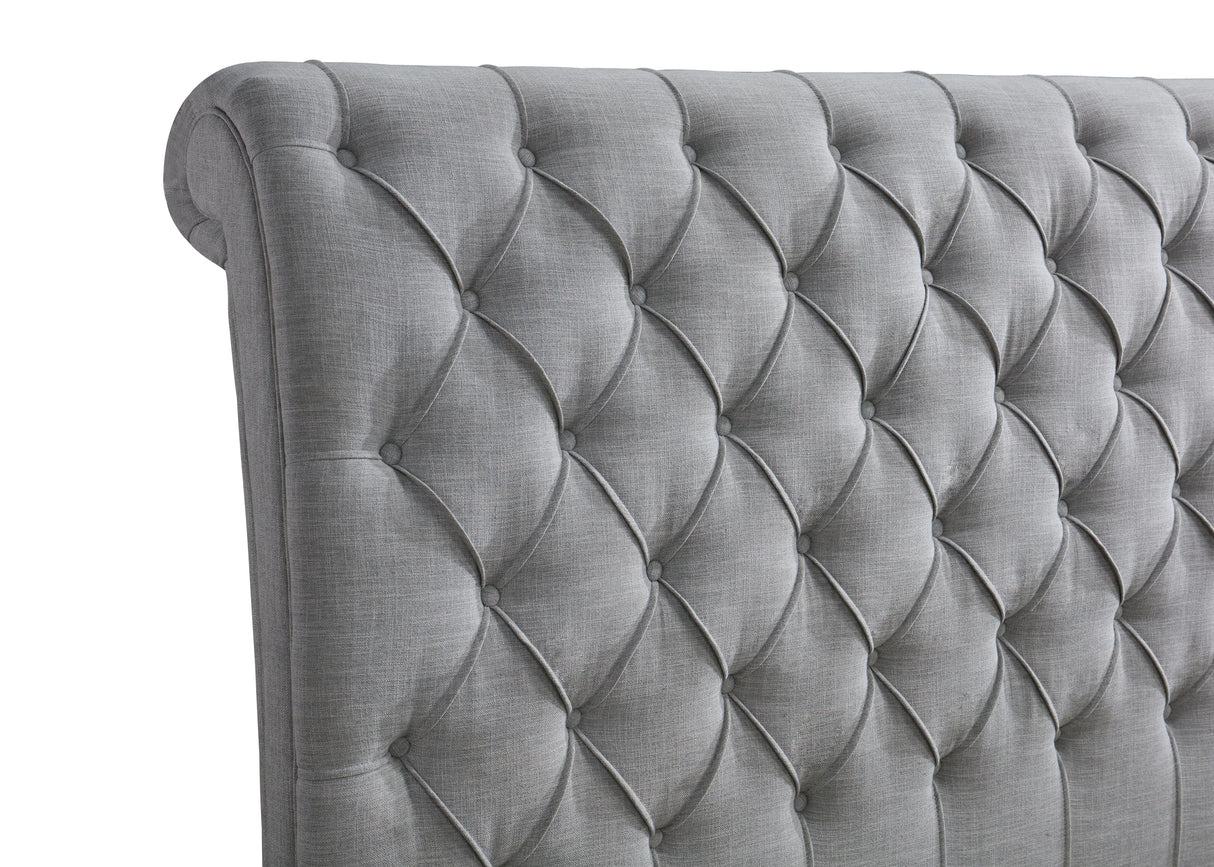 Kate Gray King Upholstered Sleigh Platform Bed by Crown Mark at Eve Furniture