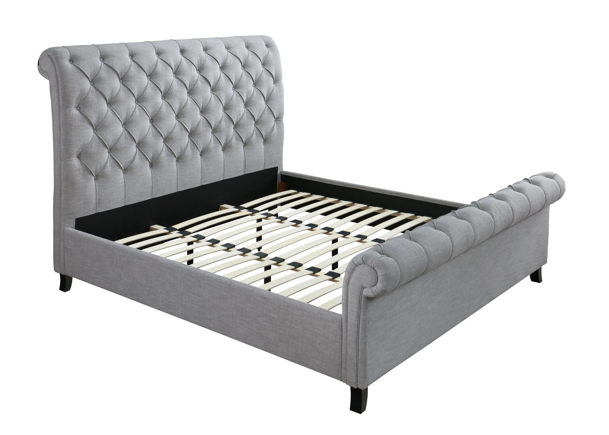 Kate Gray Queen Upholstered Sleigh Platform Bed by Crown Mark at Eve Furniture