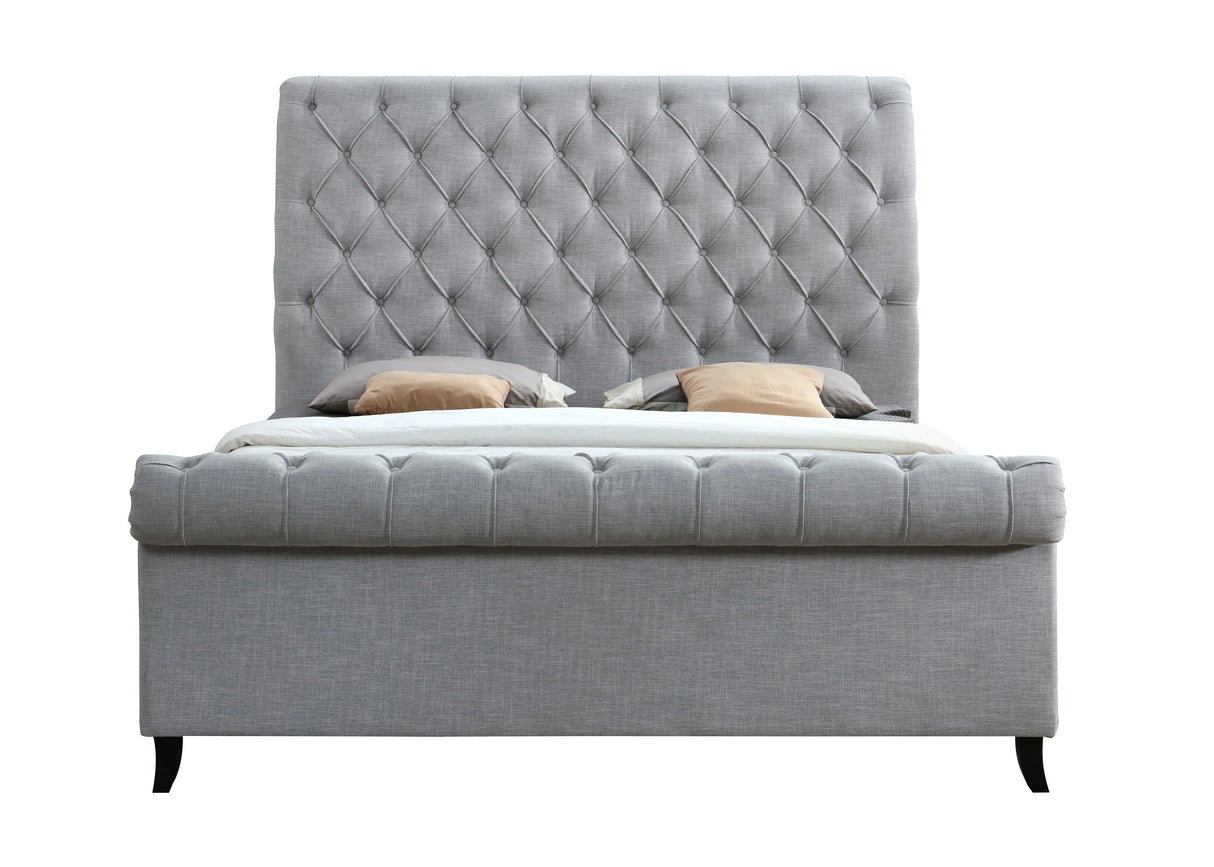 Kate Gray Queen Upholstered Sleigh Platform Bed by Crown Mark at Eve Furniture