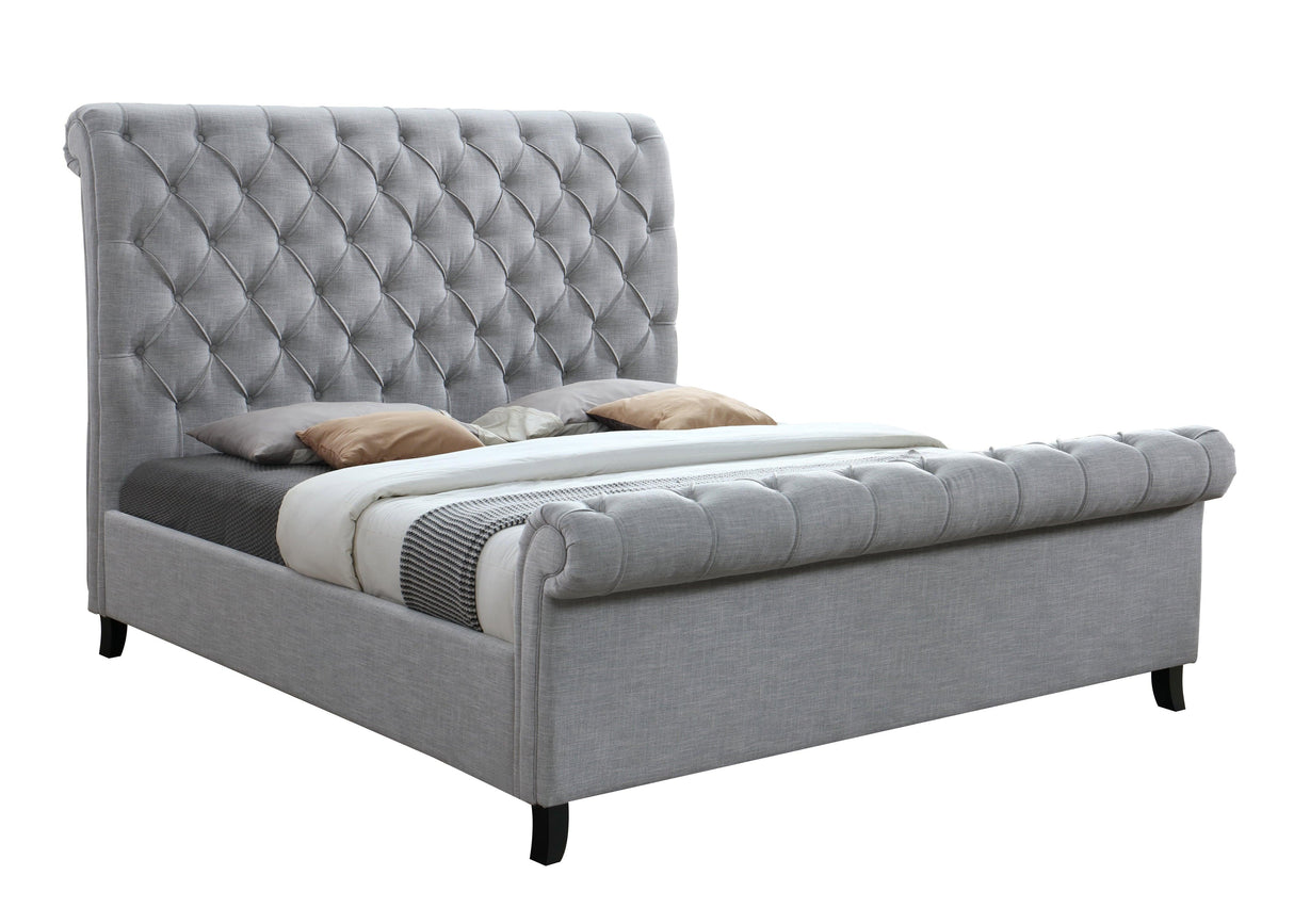 Kate Gray Queen Upholstered Sleigh Platform Bed by Crown Mark at Eve Furniture