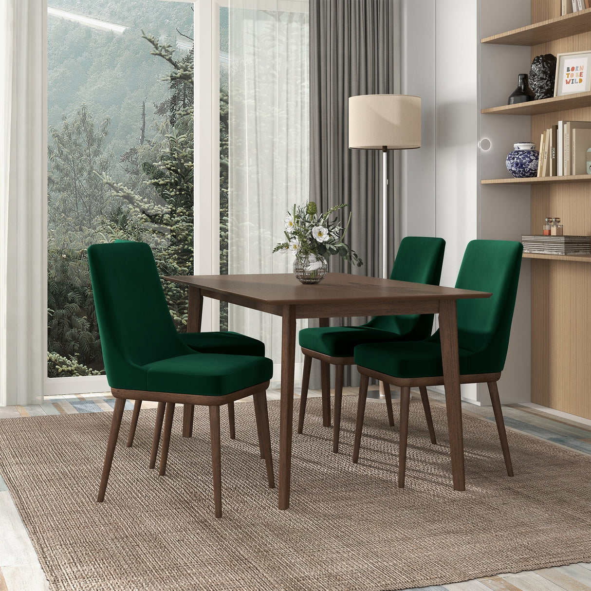 Kate Green Velvet Solid Wood Dining Chair (Set Of 2) by Ashcroft Imports at Eve Furniture