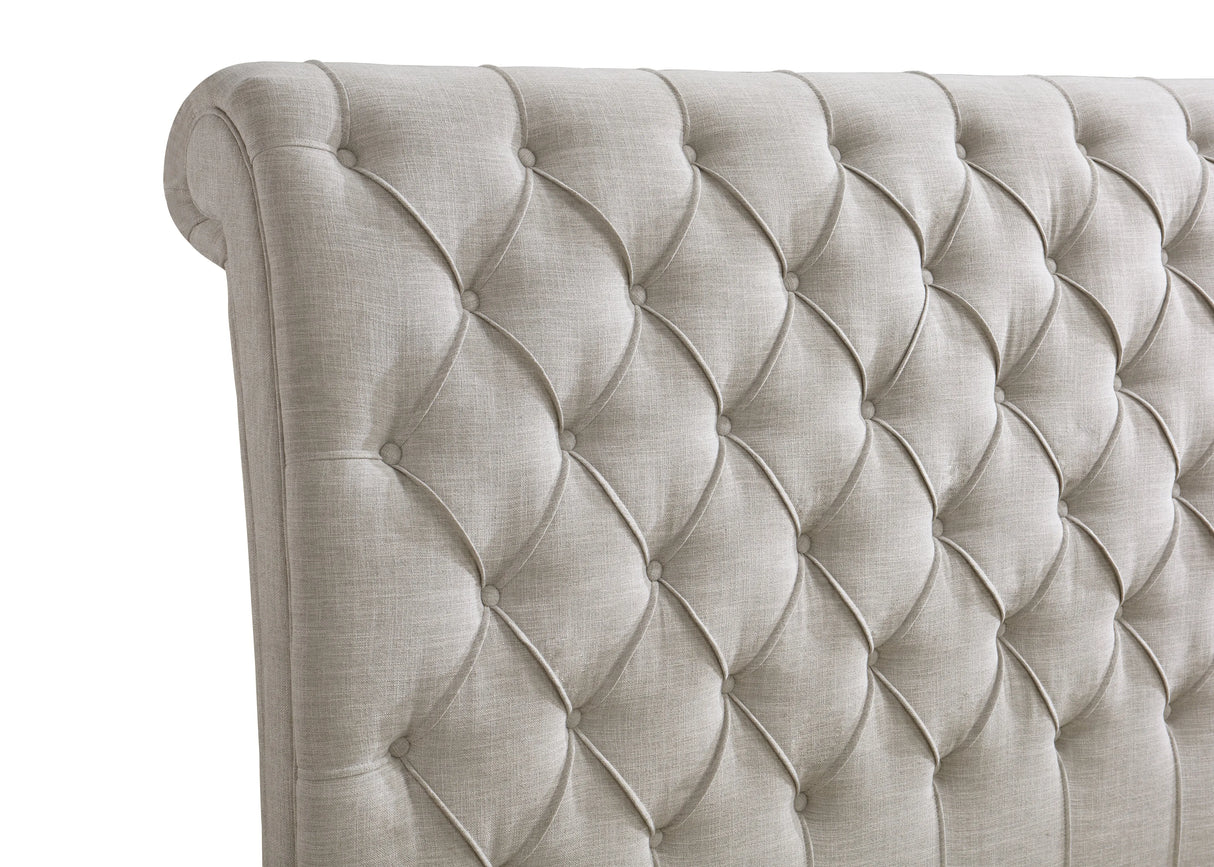 Kate Light Gray Tweed King Sleigh Platform Bed by Crown Mark at Eve Furniture