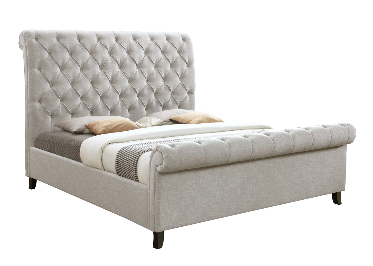 Kate Light Gray Tweed King Sleigh Platform Bed by Crown Mark at Eve Furniture