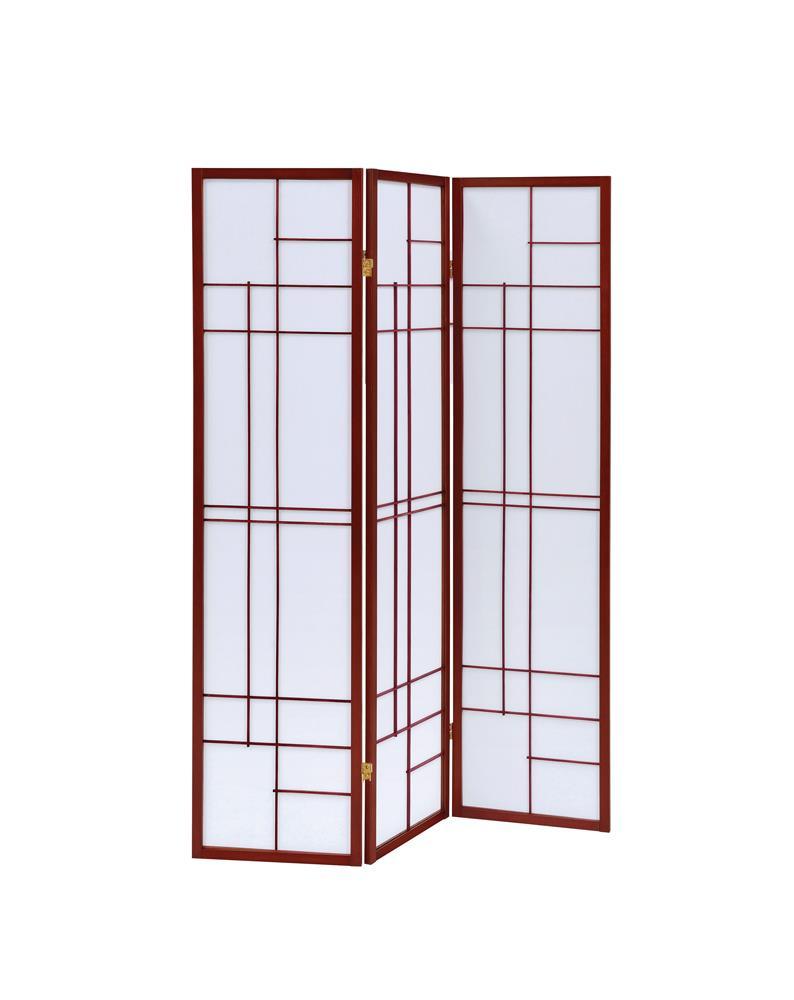 Katerina White/Cherry 3-Panel Folding Floor Screen by Coaster at Eve Furniture
