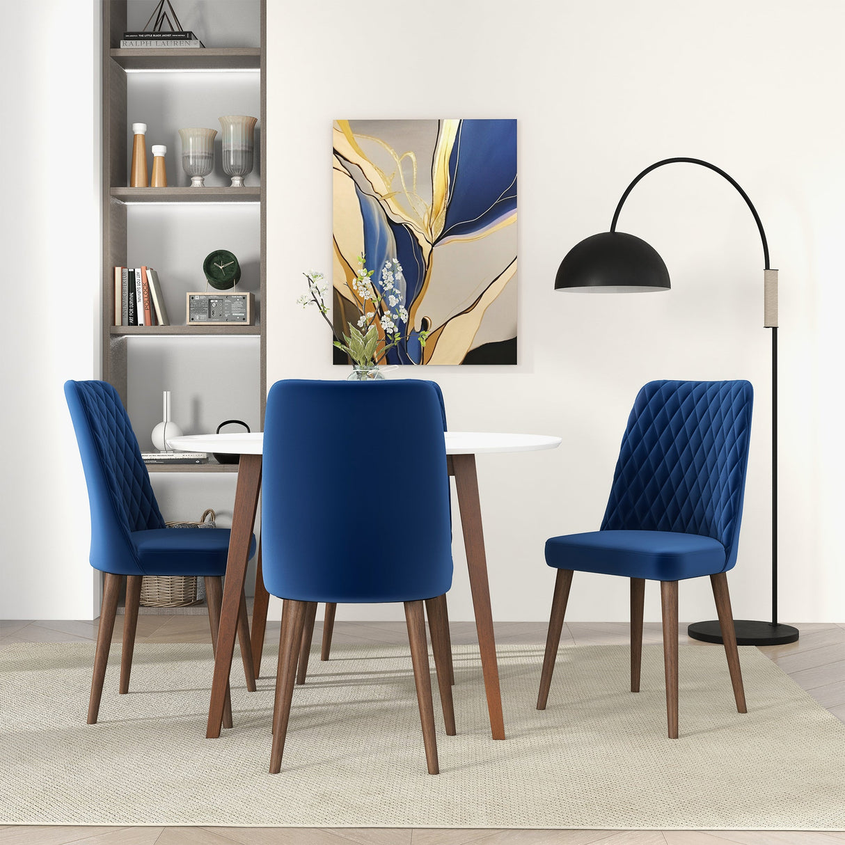 Katie Navy Blue Velvet Dining Chair (Set Of 2) by Ashcroft Imports at Eve Furniture