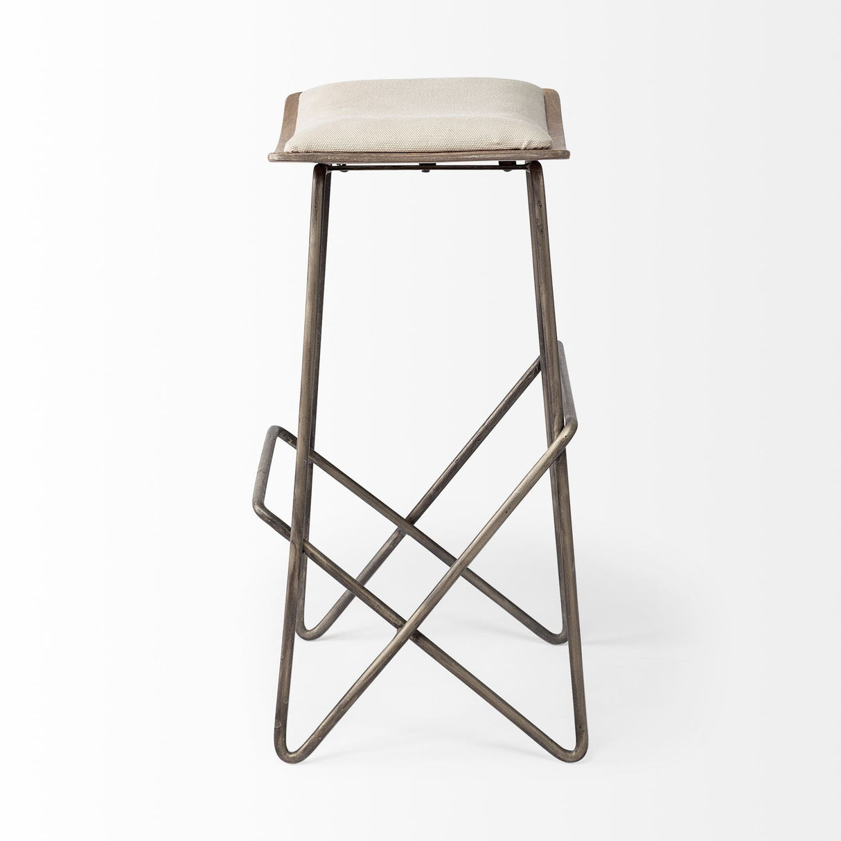 Katniss 26" Total Height Cream Fabric Seat Gold Metal Frame Counter Stool by Mercana at Eve Furniture