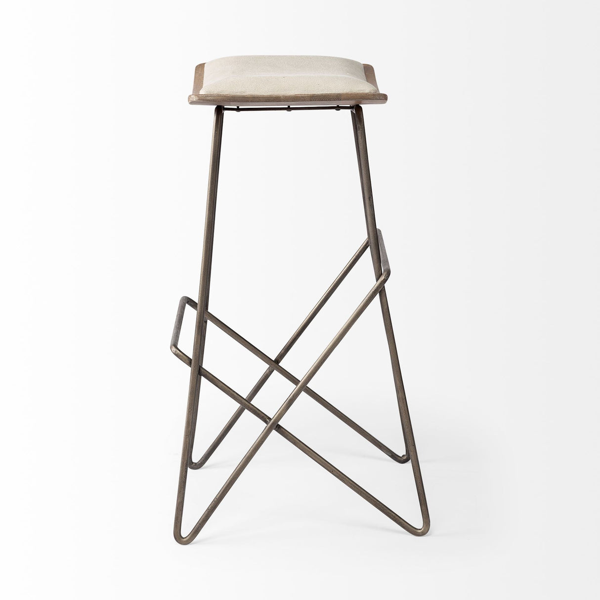 Katniss Cream Fabric Seat Gold Metal Frame Bar Stool by Mercana at Eve Furniture