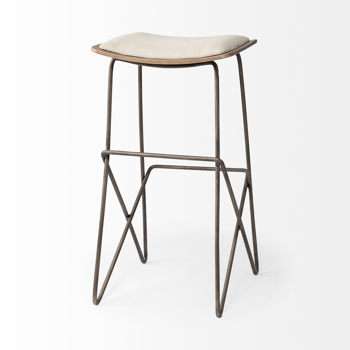 Katniss Cream Fabric Seat Gold Metal Frame Bar Stool by Mercana at Eve Furniture