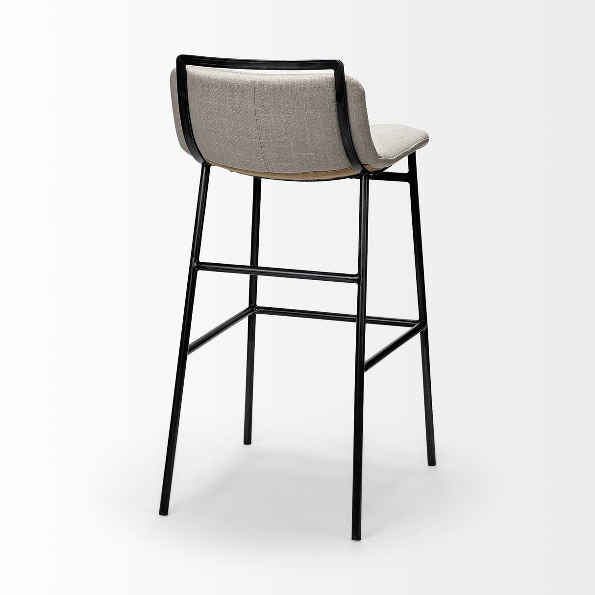 Kavalan 37.5" Total Height Beige Upholstered Seat Gray Metal Frame Bar Stool by Mercana at Eve Furniture