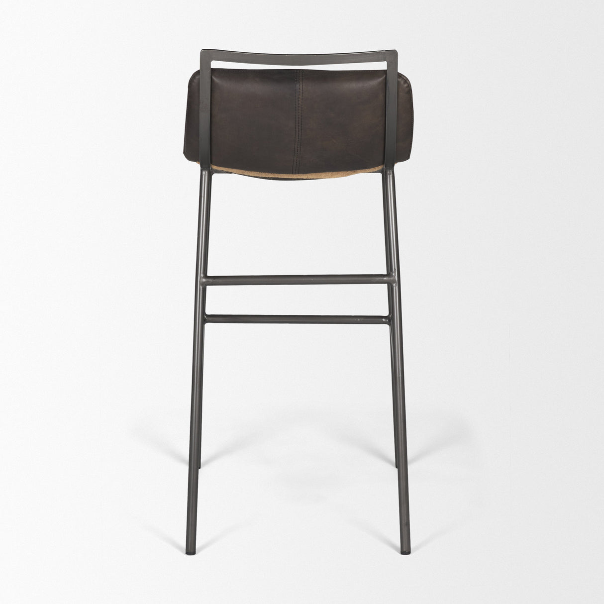 Kavalan 37.5" Total Height Ebony Leather Seat Black Metal Frame Bar Stool by Mercana at Eve Furniture