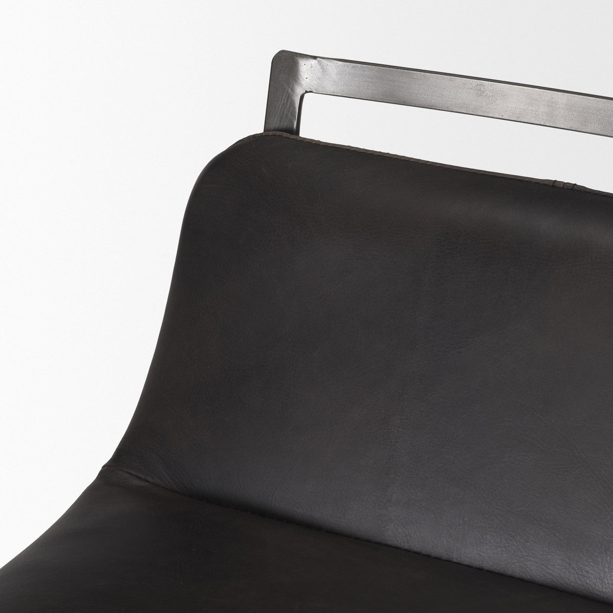 Kavalan 37.5" Total Height Ebony Leather Seat Black Metal Frame Bar Stool by Mercana at Eve Furniture