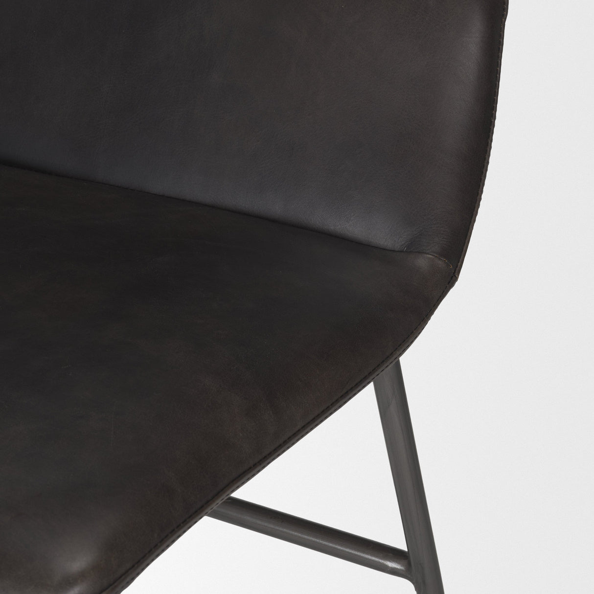 Kavalan 37.5" Total Height Ebony Leather Seat Black Metal Frame Bar Stool by Mercana at Eve Furniture
