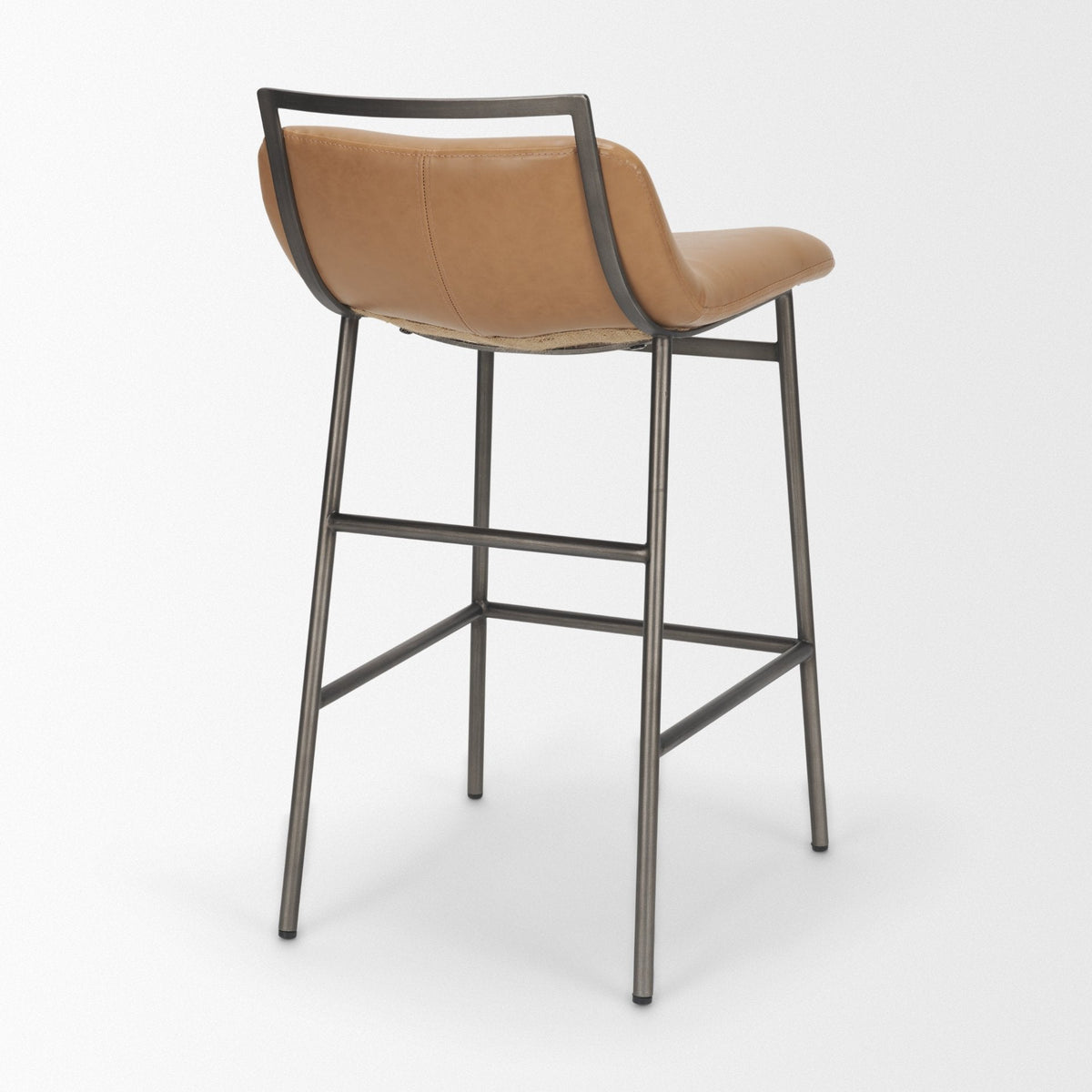 Kavalan Backless 33.5in Seat Counter Stool | Tan Leather w/ Gunmetal by Mercana at Eve Furniture