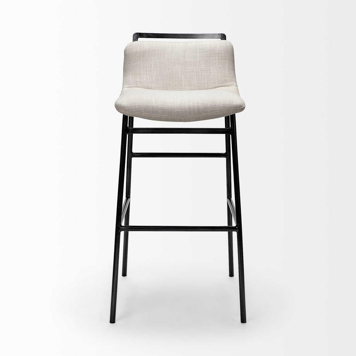 Kavalan Beige Upholstered Seat Gray Metal Frame Bar Stool by Mercana at Eve Furniture