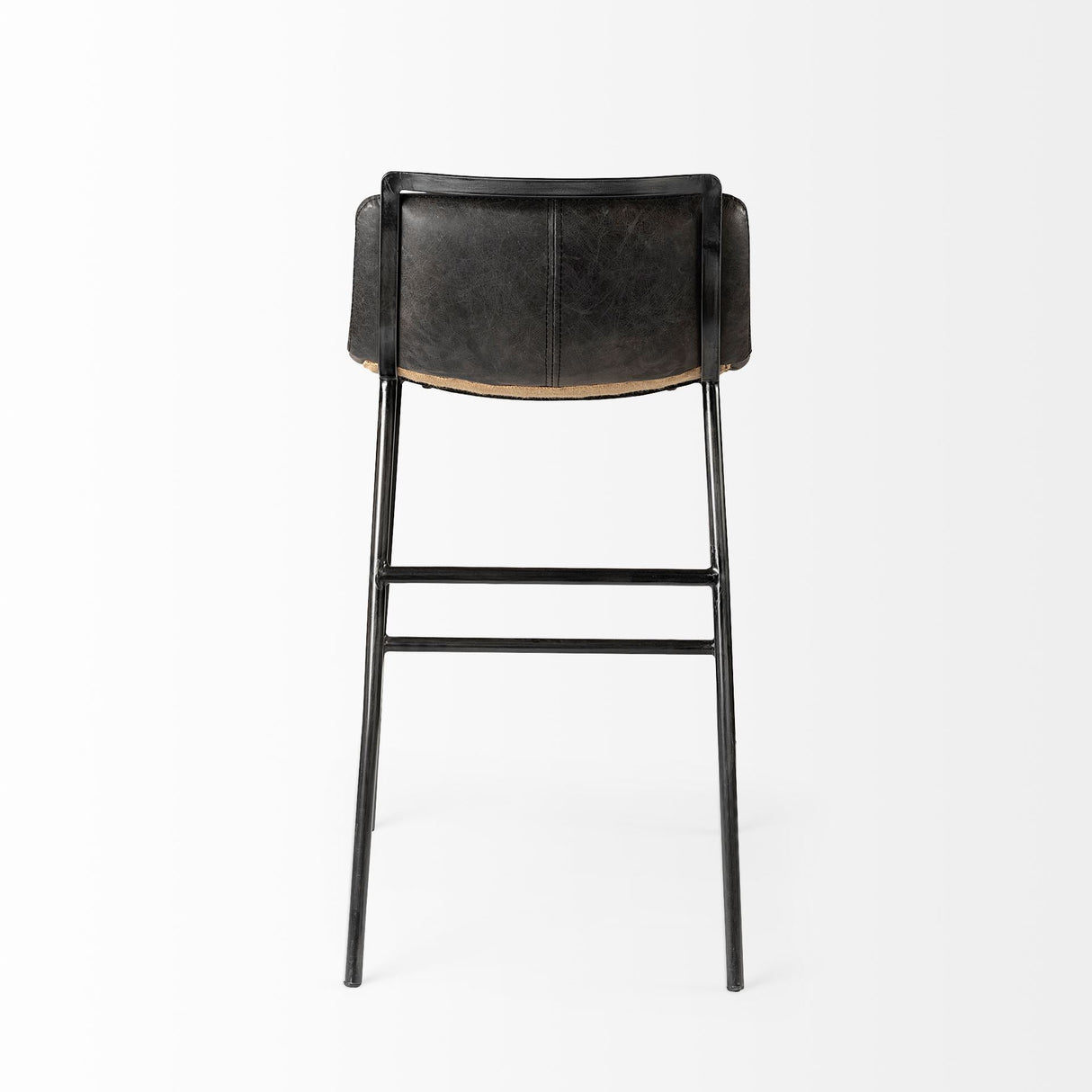 Kavalan Ebony Leather Seat Black Metal Frame Counter Stool by Mercana at Eve Furniture