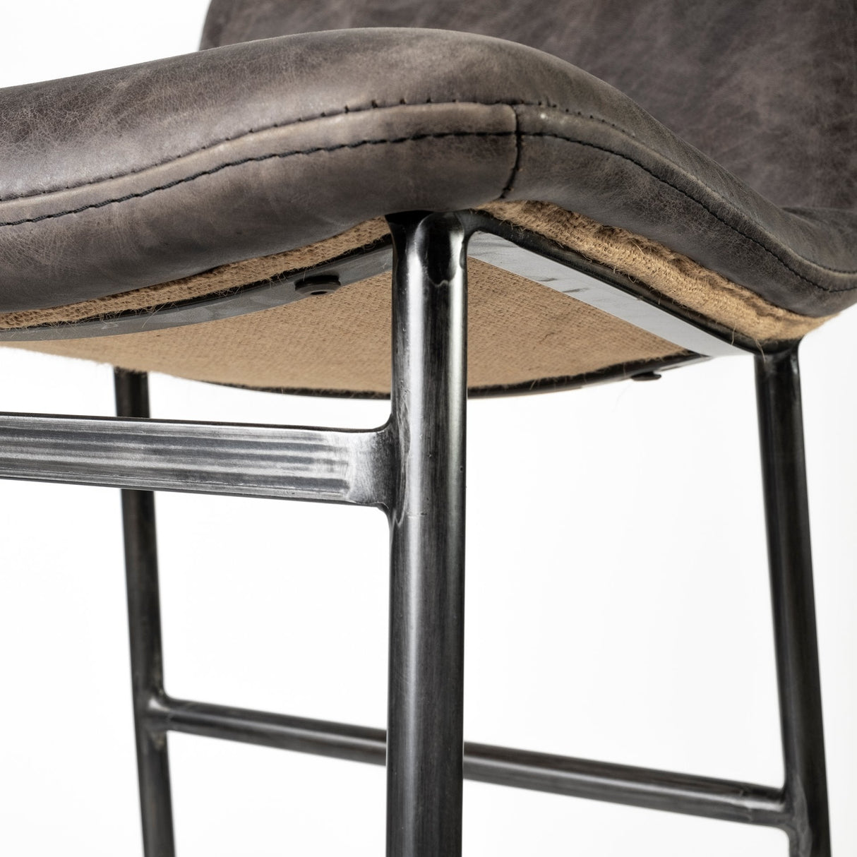 Kavalan Ebony Leather Seat Black Metal Frame Counter Stool by Mercana at Eve Furniture