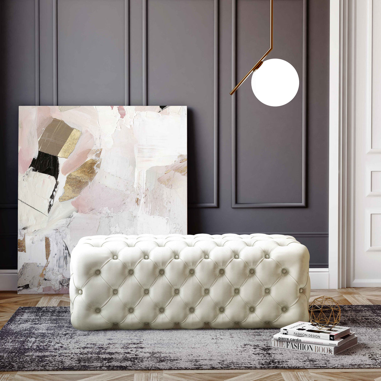 Kaylee Velvet Ottoman by TOV Furniture at Eve Furniture
