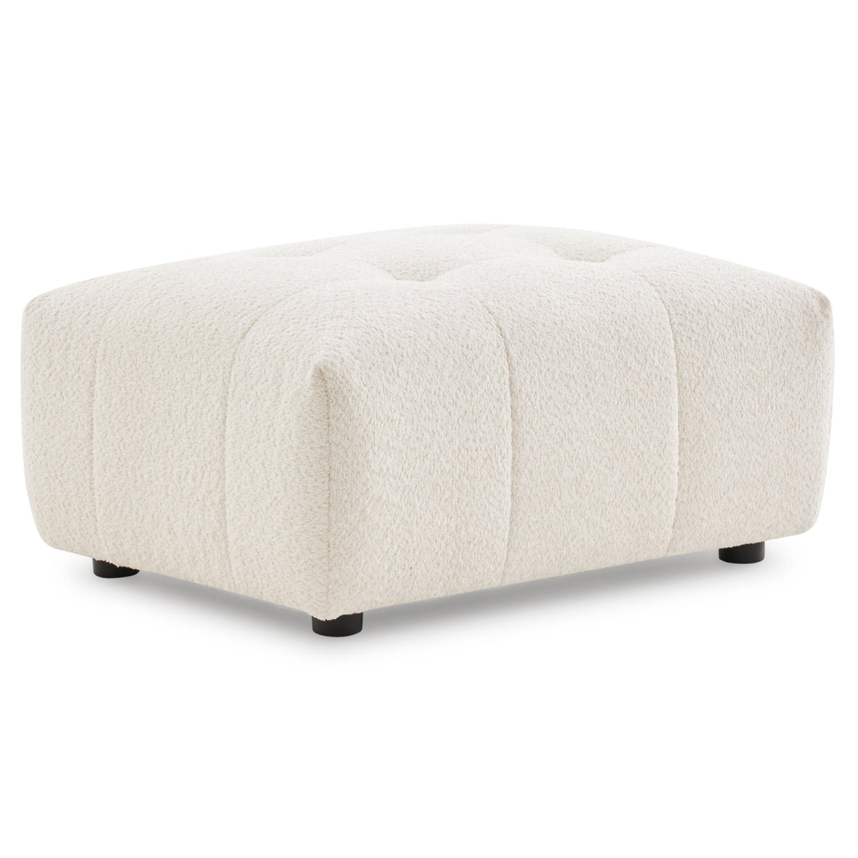 Kaynes Chic Tufted Ivory Boucle Ottoman by Ashcroft Furniture at Eve Furniture
